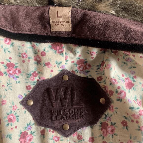 Vintage Y2K Wilsons Penny Lane Tan Brown Suede Leather Faux Fur Collar Long Coat - Picture 8 of 14